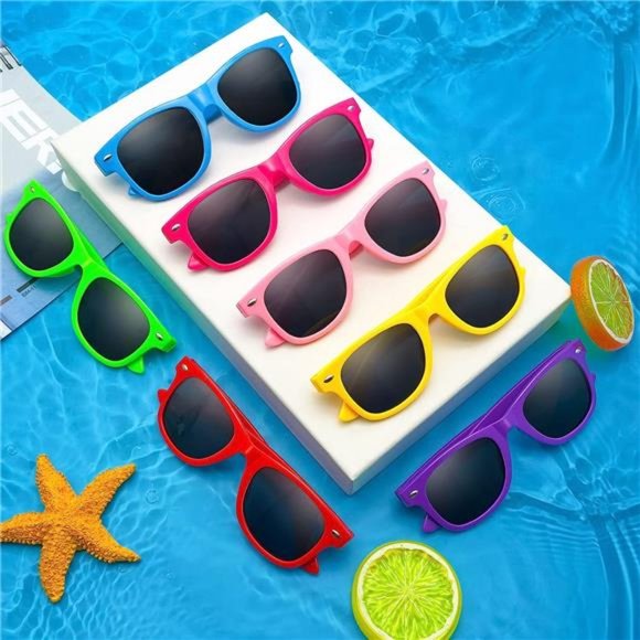 8 Pack Kids Neon Colors Party Favor Supplies Unisex Sunglasses, Mix - Picture 4 of 6